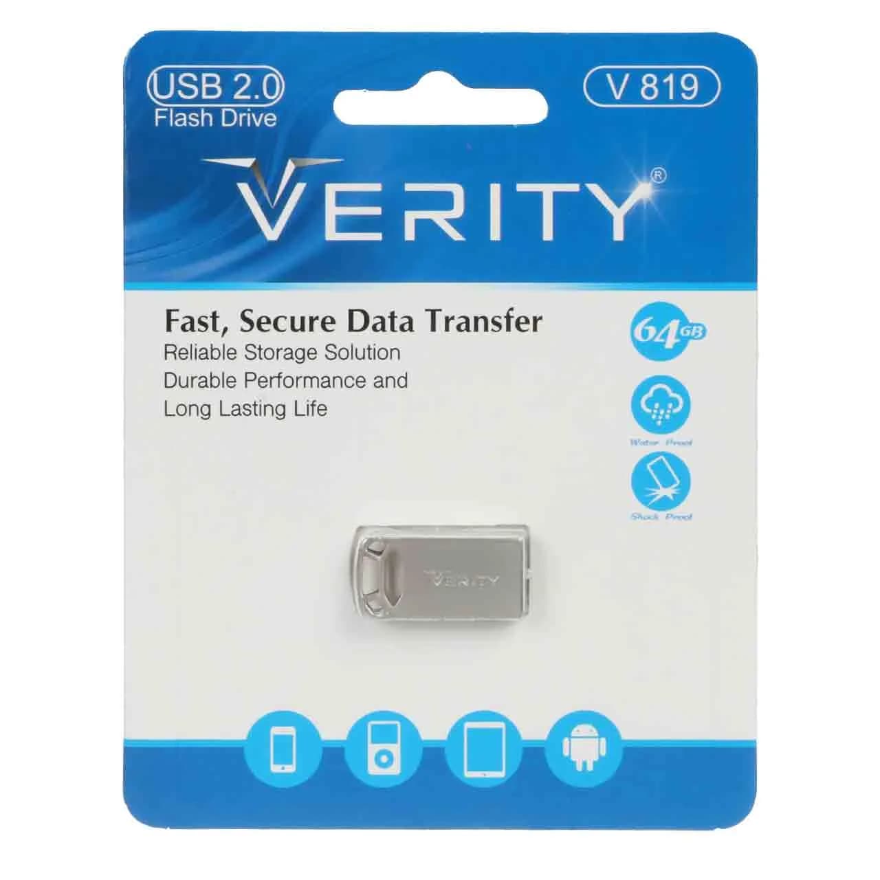 Verity V819 USB2.0 Flash Memory – 64GB – (گارانتی آسان سرویس) نقره ای
