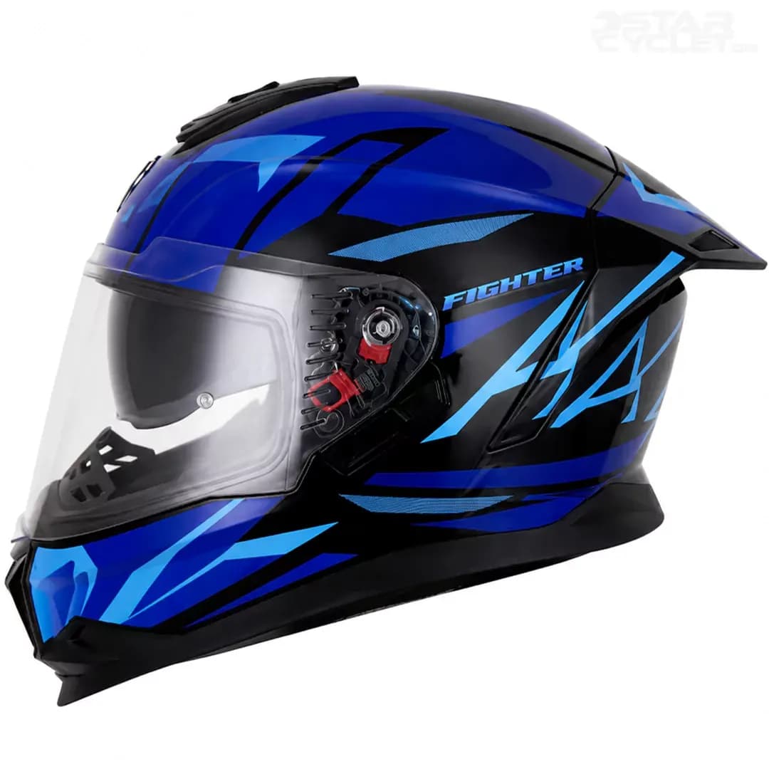 کلاه کاسکت فک ثابت استیل برد مدل TSBH57 FIGHTERE BLACK BLUE — تصویر ۲