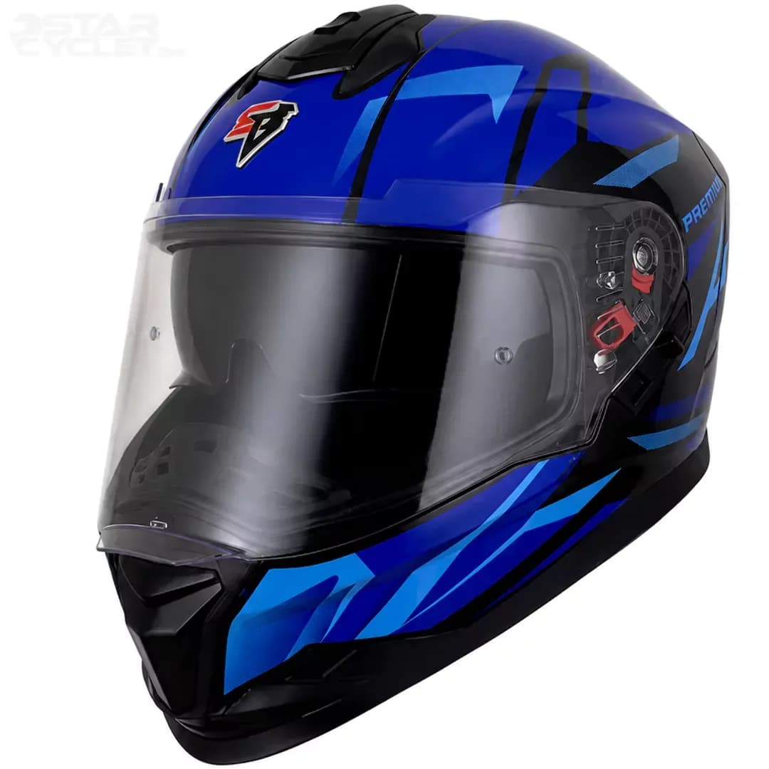 کلاه کاسکت فک ثابت استیل برد مدل TSBH57 FIGHTERE BLACK BLUE