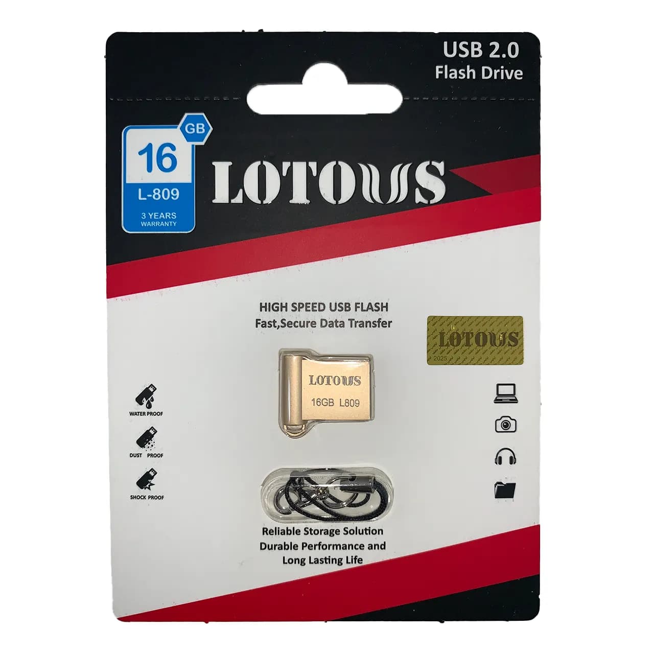 فلش لوتوس USB 2.0 مدل L-809 ظرفیت 16GB – (گارانتی لایف تایم لوتوس)
