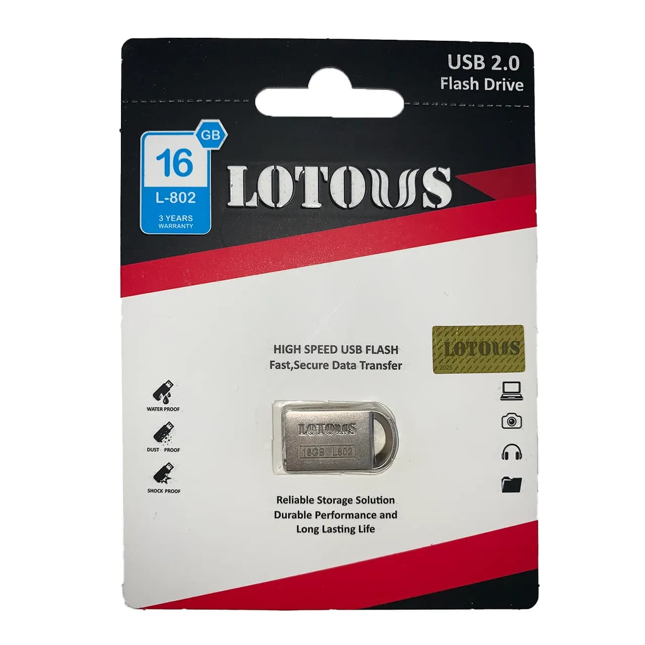 فلش لوتوس USB 2.0 مدل L-802 ظرفیت 16GB – (گارانتی لایف تایم لوتوس)