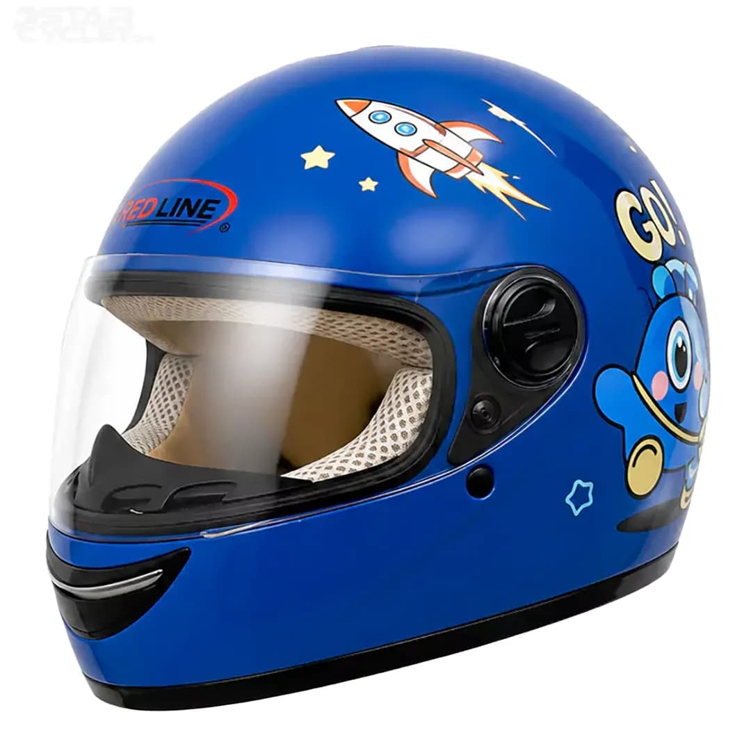 کلاه کاسکت فک ثابت بچگانه ردلاین مدل 9-906 BRIGHT BLUE MONSTER