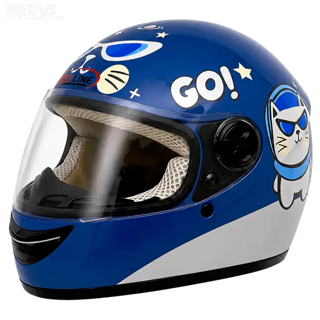 کلاه کاسکت فک ثابت بچگانه ردلاین مدل 6-906 BRIGHT BLUE CAT
