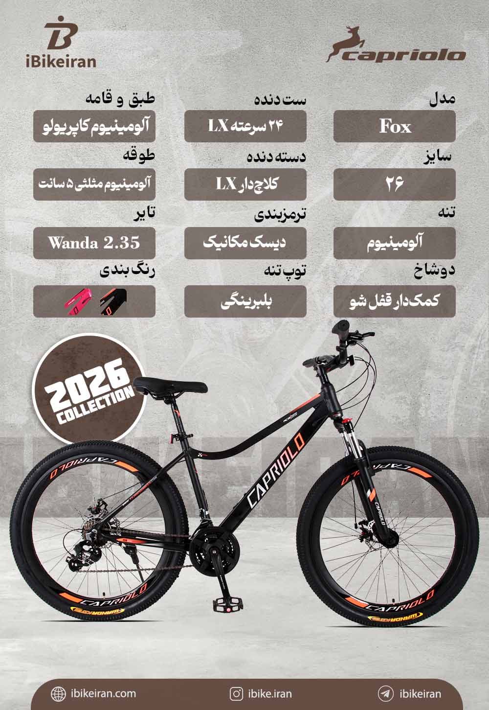 دوچرخه کاپریولو مدل فاکس سایز 26 (Capriolo Fox) — تصویر ۴