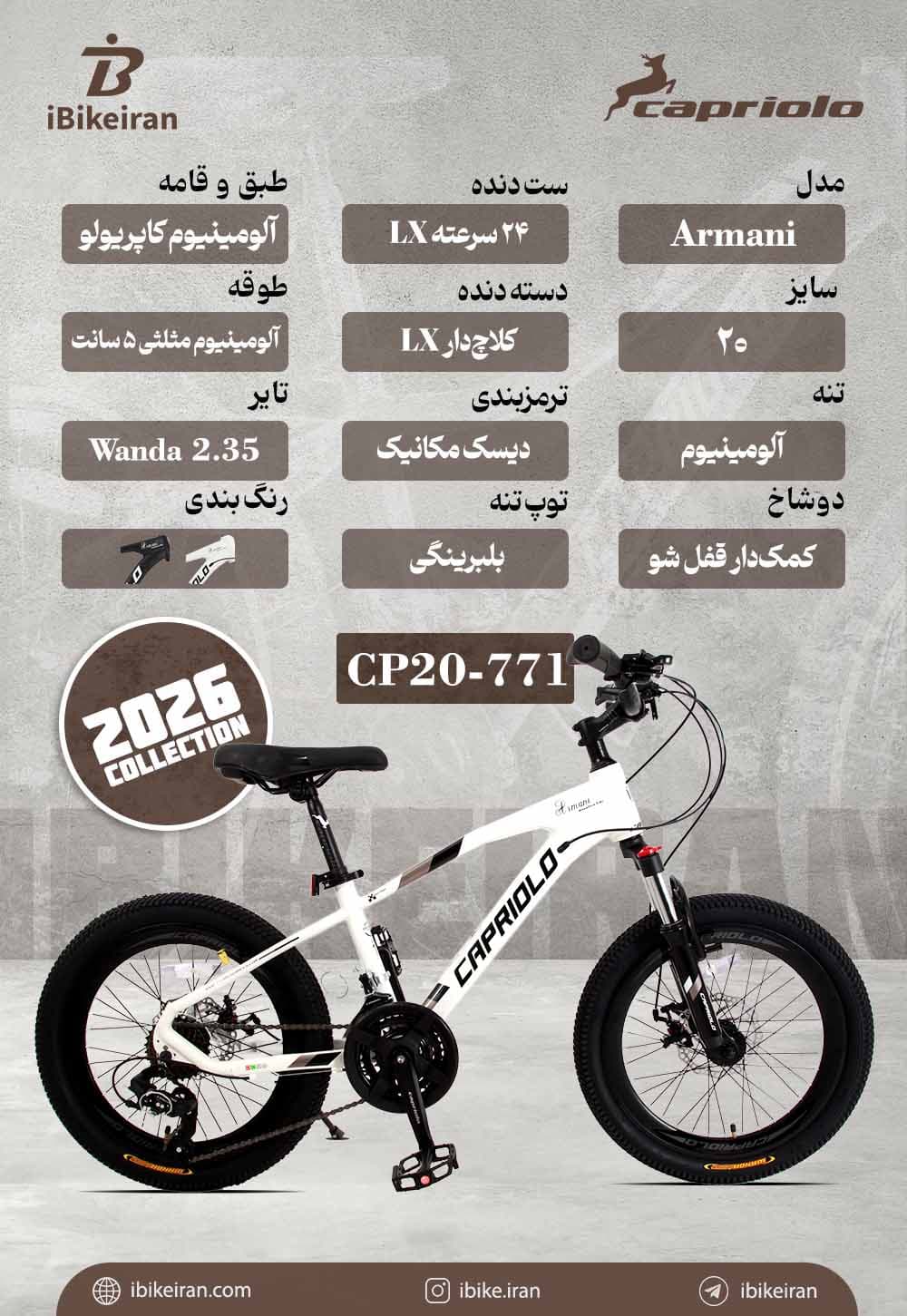 دوچرخه کاپریولو مدل آرمانی سایز 20 (Capriolo Armani) — تصویر ۴