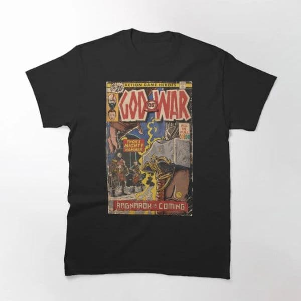 تی شرت گیمی God of War Ragnarök Comic book cover Fan Art Classic — تصویر ۲