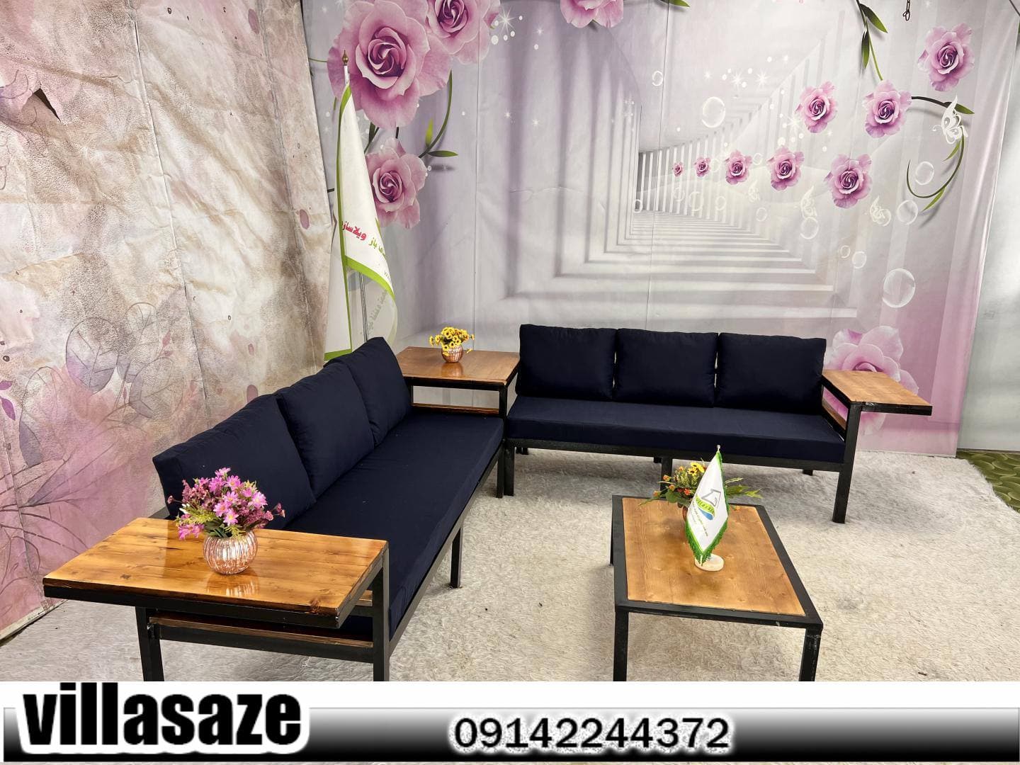 مبلمان ویلایی ملیسام چوبی طرح ۶ نفره مدرن