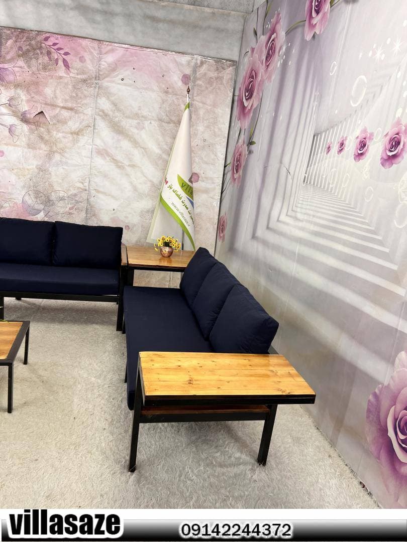 مبلمان ویلایی ملیسام چوبی طرح ۶ نفره مدرن — تصویر ۴