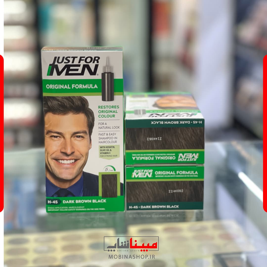 کیت رنگ موی مردانه جاست فور من مدل Original Formula رنگ قهوه‌ای تیره (H‑45)