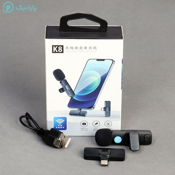 میکروفون یقه ای TYPE C مدل K8 — تصویر ۴
