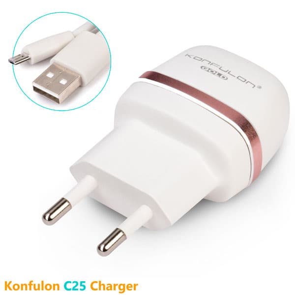 شارژر موبایل کانفلون مدل C25 با کابل Micro USB توان 5 وات