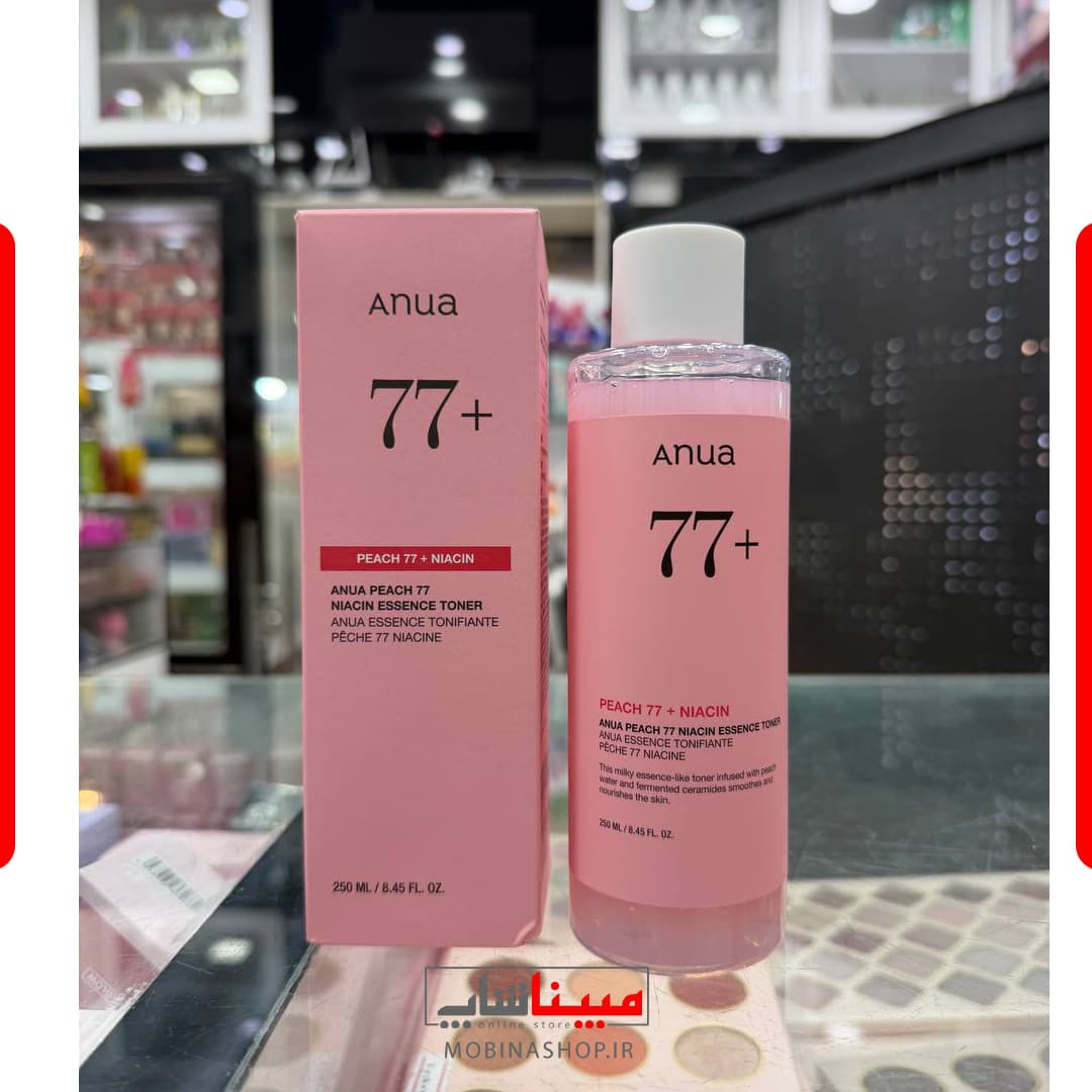 تونر نیاسین و هلو 77 آنوا 250 میل | روشن کننده و آبرسان پوست — تصویر ۲