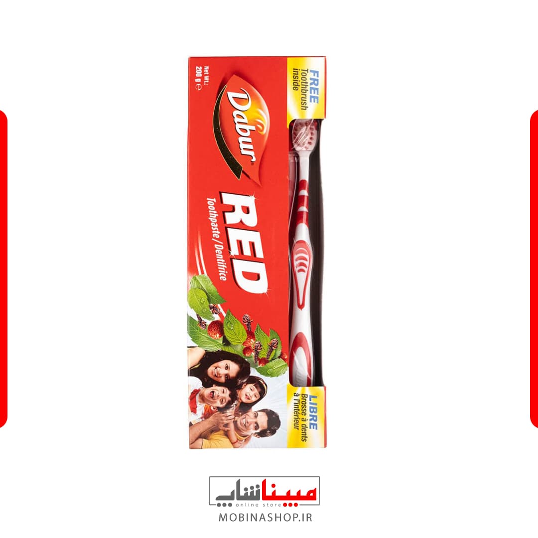 خمیر دندان دابر رد اصل 200 گرم | خمیر دندان گیاهی Dabur Red Ayurvedic