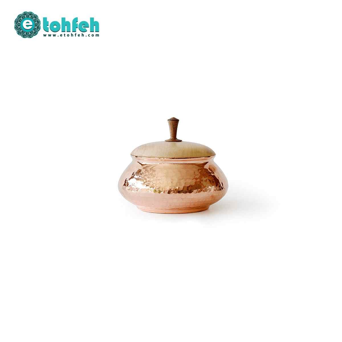 قندان مسی درب چوبی ساده