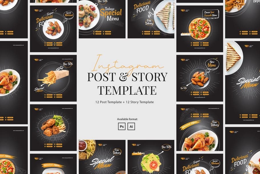 دانلود طرح آماده اینستاگرام فست فود Fast Food Instagram