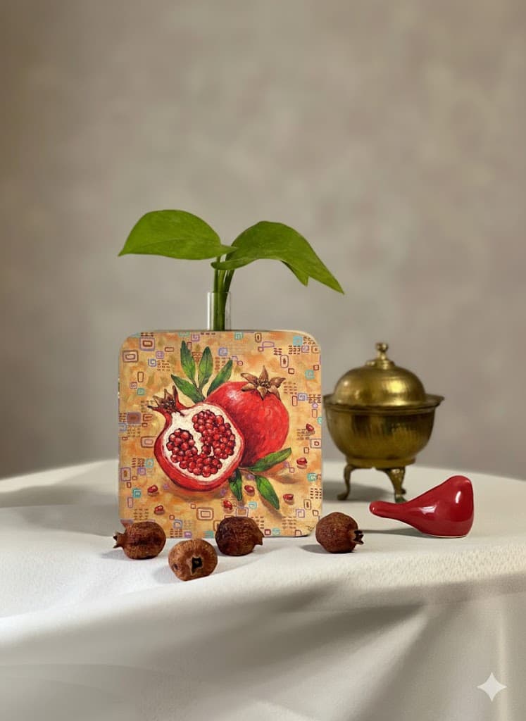 گلدان چوبی یلدایی