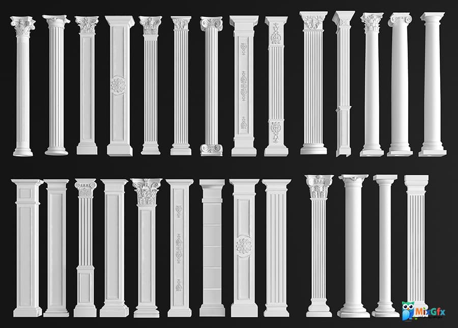 دانلود 189 مدل سه بعدی ستون های ساختمان 3D Decorative Columns