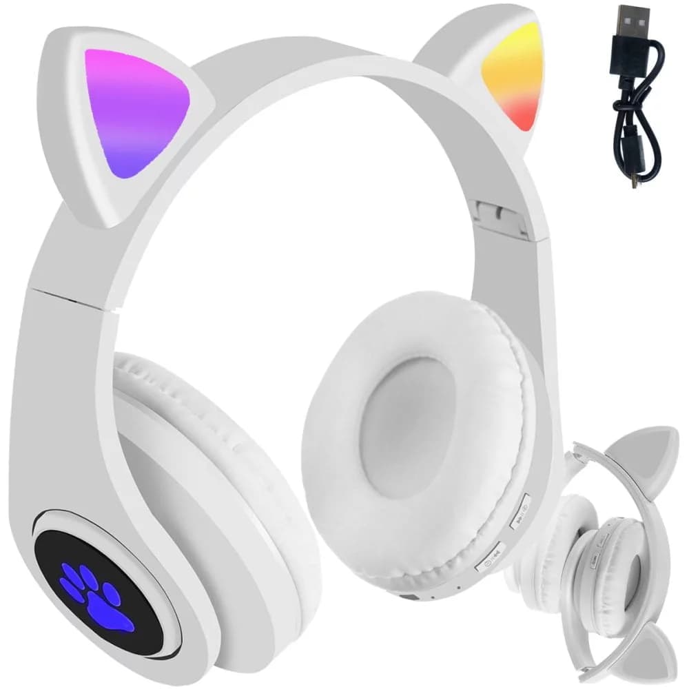 هدفون بی سیم LED سفید با گوش گربهmz-08m — تصویر ۲