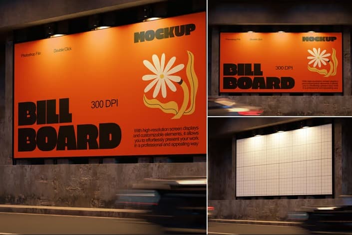 دانلود موکاپ بیلبورد دیواری Wall Billboard Mockup