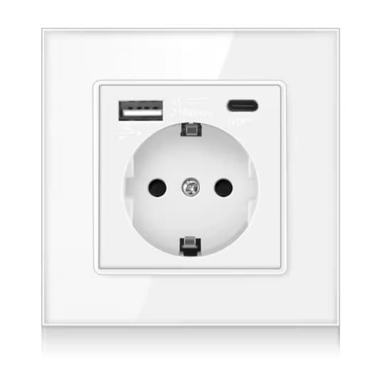 پریز برق ارت دار شیشه ای مدل USB — تصویر ۴