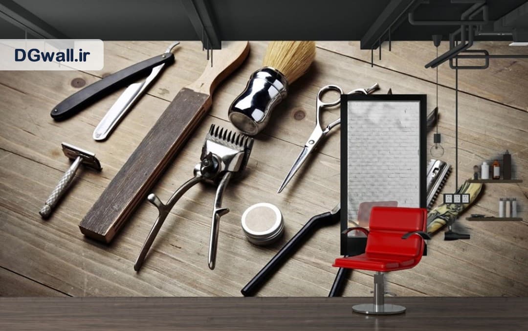 پوستر دیواری آرایشگاه مردانه ابزار سنتی آرایشگری JBSM0002
