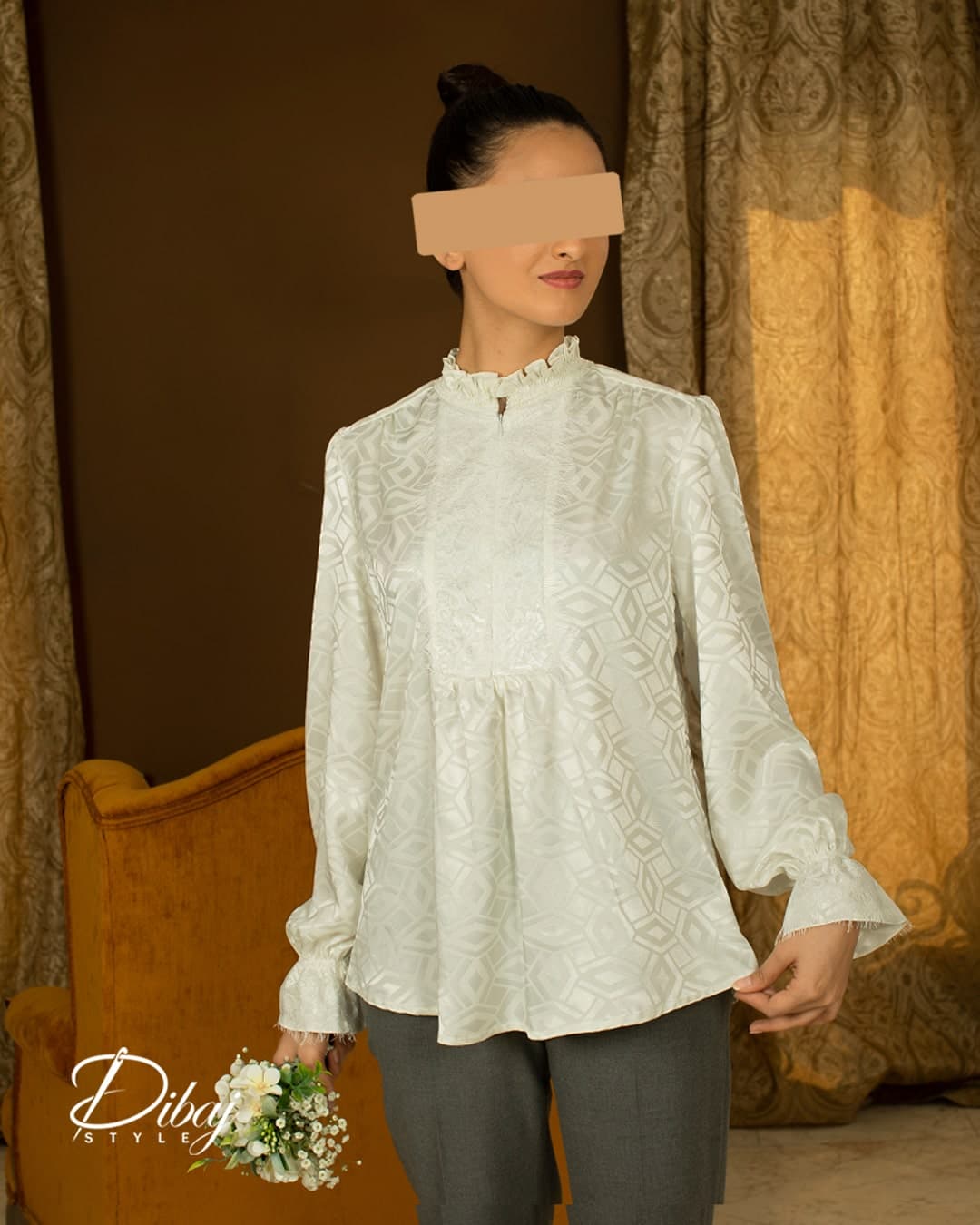 شومیز سفید شیری (مدل پری ناز) — تصویر ۲