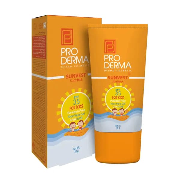 کرم ضد آفتاب کودکان فاقد جاذب های شیمیایی با SPF35 پرودرما