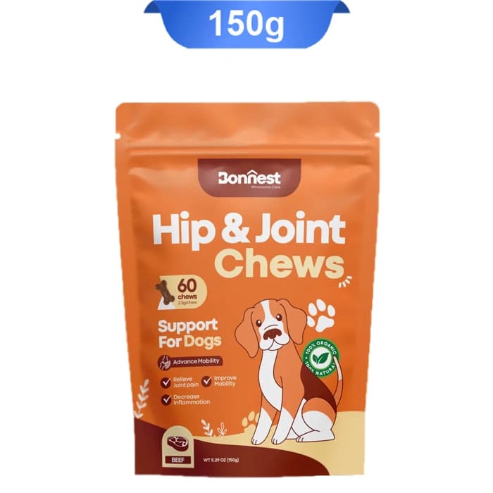 مکمل جویدنی سگ بونست برای مفاصل و ران طعم گوشت گاو وزن 150 گرم Bonnest Hip & Joint Chews