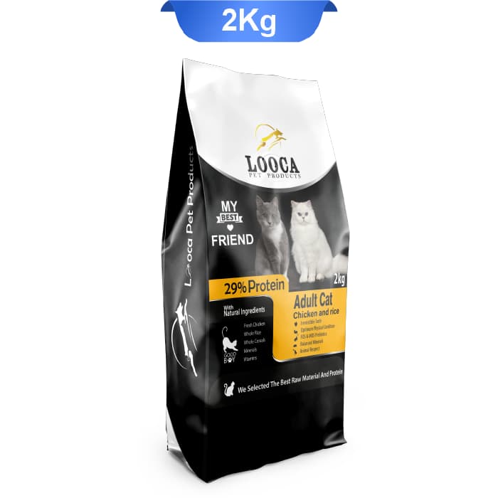 غذای خشک گربه بالغ لوکا طعم مرغ و برنج وزن 2 کیلوگرم Looca Adult Cat