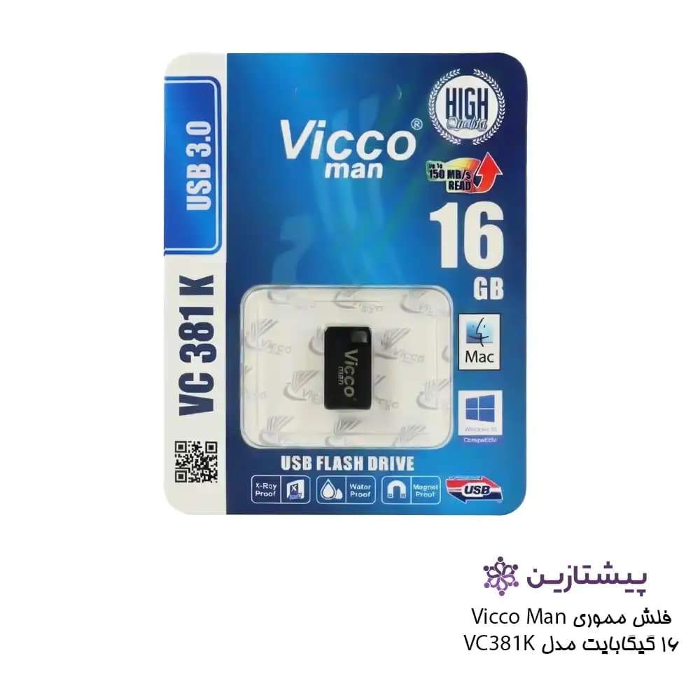 فلش ویکومن مشکی 16 گیگ USB3 مدل BLACK VC 381