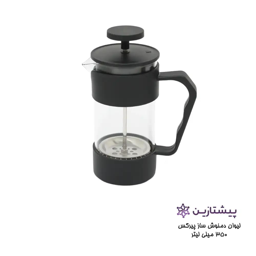 لیوان فرنچ پرس پیرکس مشکی 350 میلی لیتر مدل COFFI MAKER P7