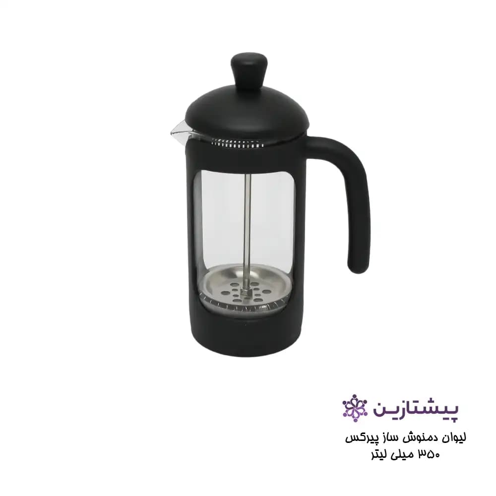 لیوان فرنچ پرس پیرکس مشکی 350 میلی لیتر مدل COFFI MAKER P6