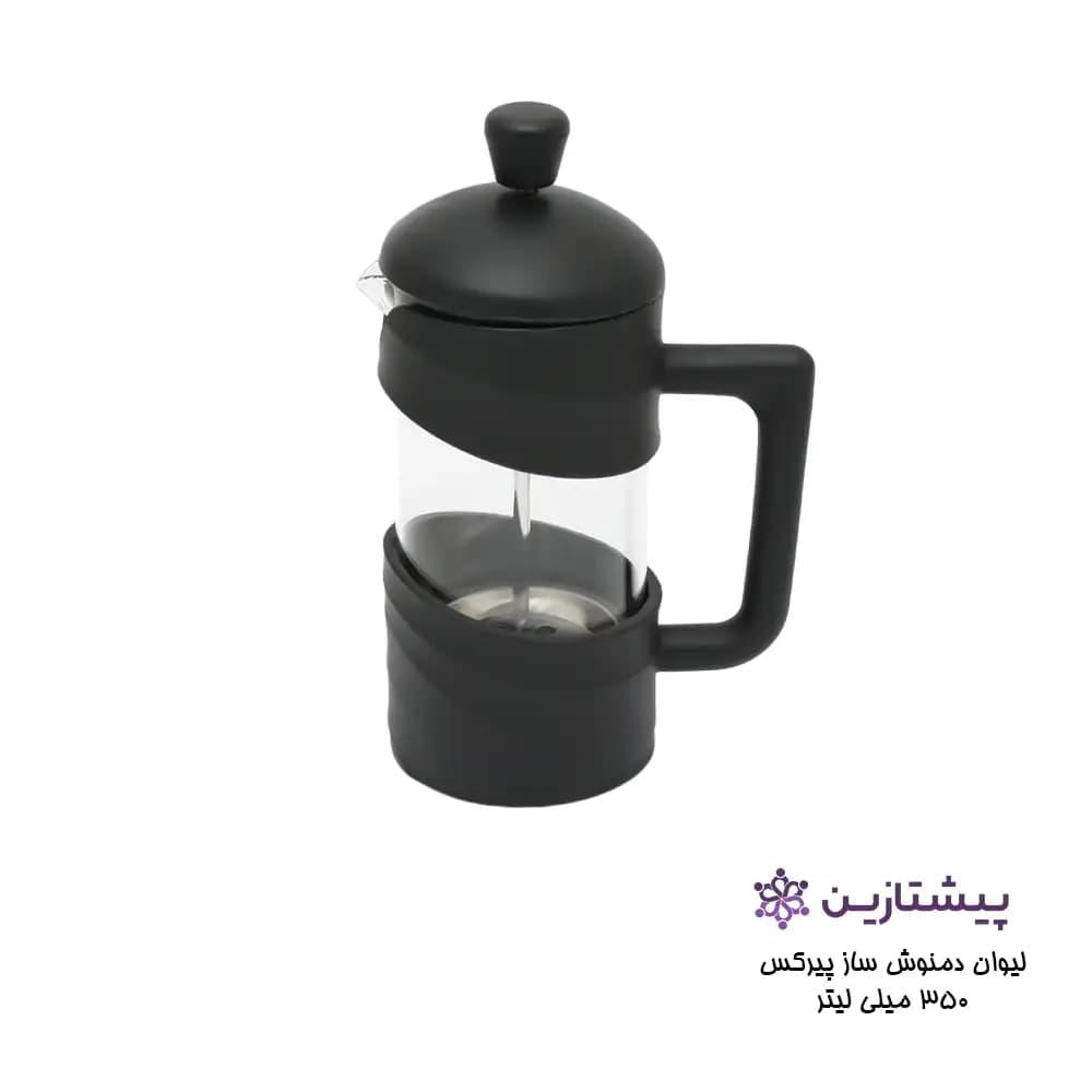 لیوان فرنچ پرس پیرکس مشکی 350 میلی لیتر مدل COFFI MAKER P5