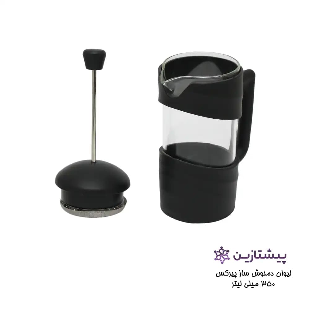 لیوان فرنچ پرس پیرکس مشکی 350 میلی لیتر مدل COFFI MAKER P5 — تصویر ۲
