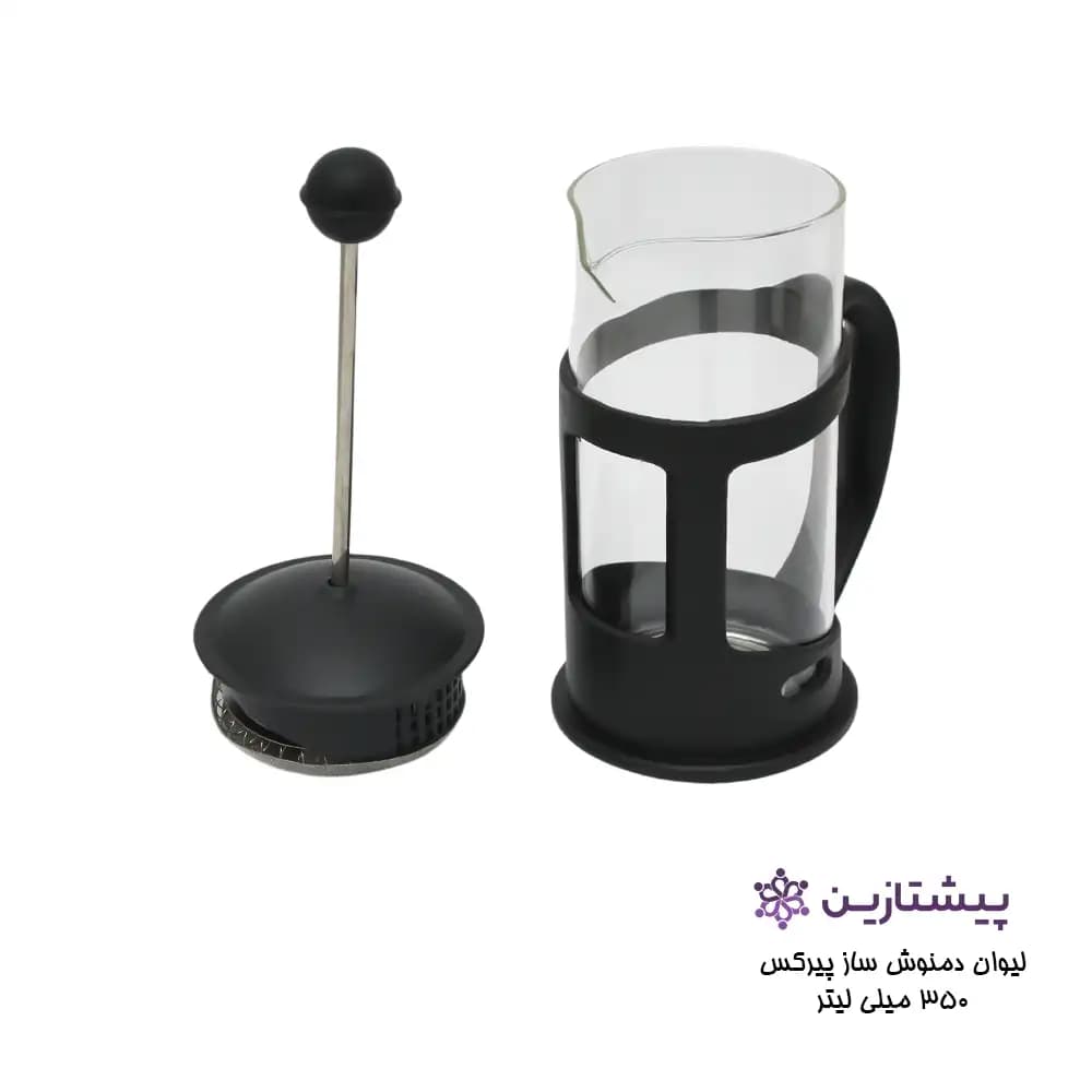 لیوان فرنچ پرس پیرکس مشکی 350 میلی لیتر مدل COFFI MAKER P4 — تصویر ۲