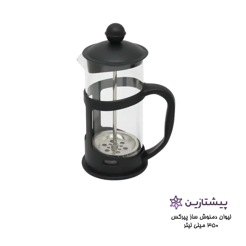 لیوان فرنچ پرس پیرکس مشکی 350 میلی لیتر مدل COFFI MAKER P4
