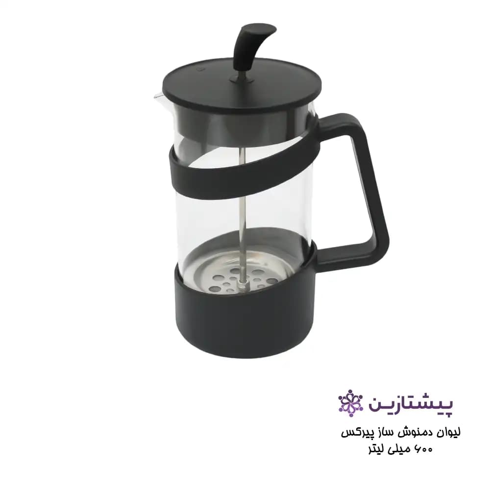 لیوان فرنچ پرس پیرکس مشکی 600 میلی لیتر مدل COFFI MAKER P2