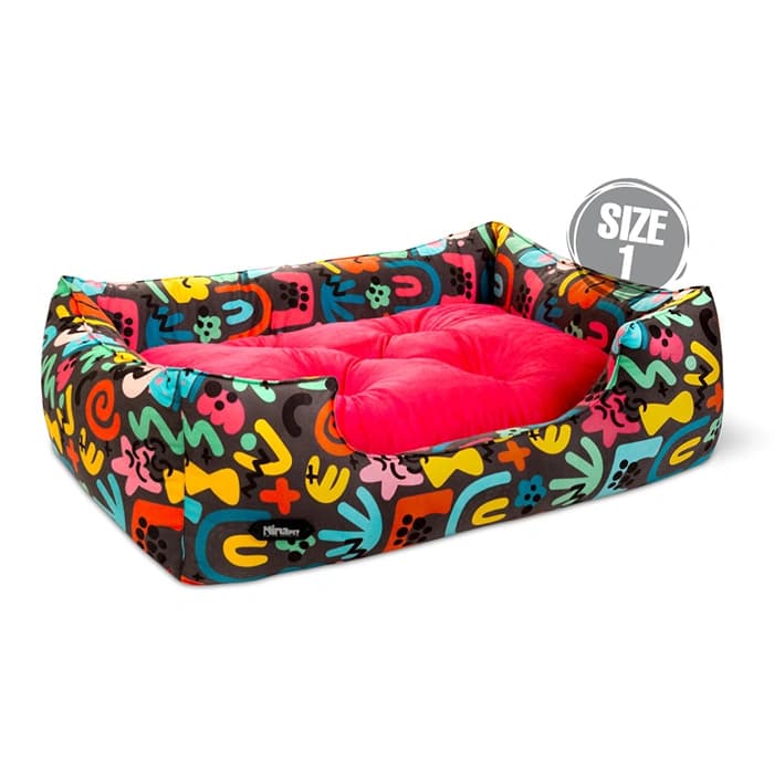 جای خواب سگ و گربه جنس پارچه مبلی درجه یک تشک رنگ سرخابی مدل منحنی نیناپت ابعاد 52x72x22 سانتی متر کد 2384