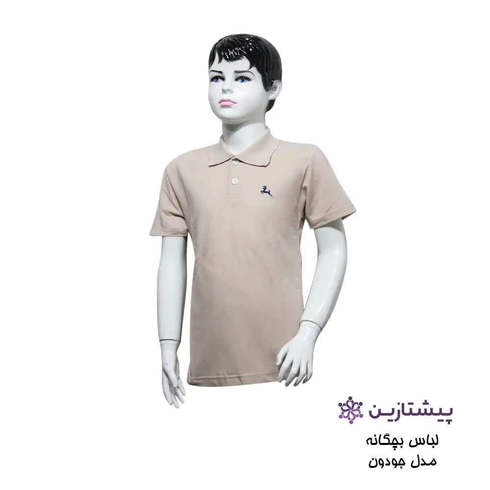 تیشرت آستین کوتاه پسرانه جودون رنگ کرم سایز 50 الی 65