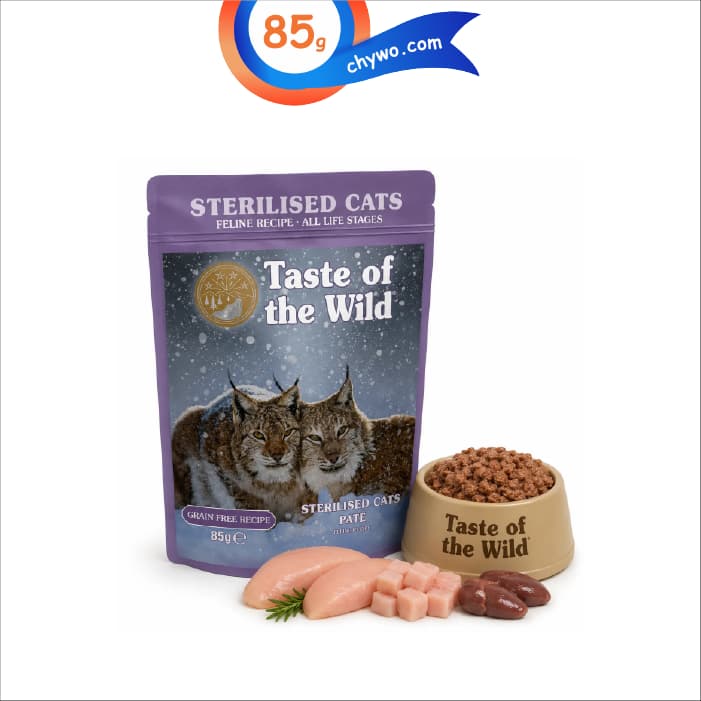 پوچ گربه عقیم تیست آف د وایلد طعم مرغ و جگر مرغ وزن 85 گرم Taste Of The Wild Sterilised