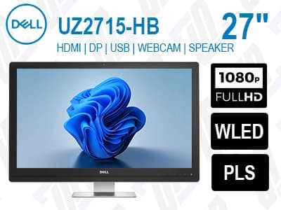 مانیتور استوک Dell UZ2715-HB سایز 27 اینچ W-LED FHD PLS HDMI SPEAKER WEBCAM 8ms