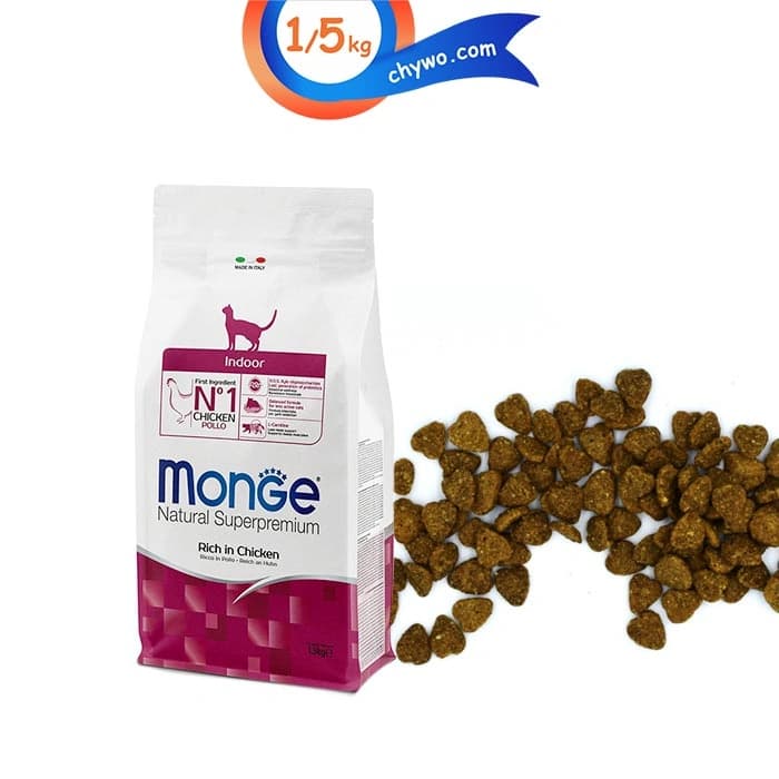 غذای خشک گربه بالغ خانگی مونژه طعم مرغ مدل ایندور وزن 1.5 کیلوگرم Monge Natural Superpremium Indoor