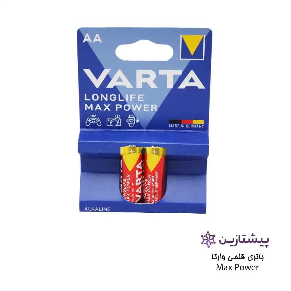 باتری نیم قلمی وارتا قرمز مدل Varta Longlife Max Power — تصویر ۲