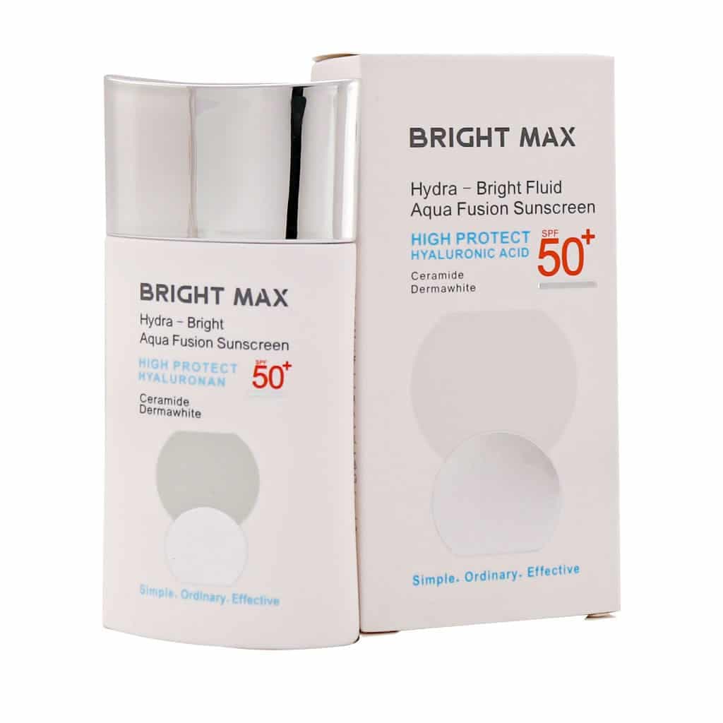 فلوئید ضد آفتاب آکوافیوژن هیدرا برایت SPF50 بی رنگ 50میلی لیتر برایت مکس