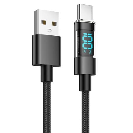 کابل فست شارژر TYPE-C USB دارای نمایشگر طول یک متر