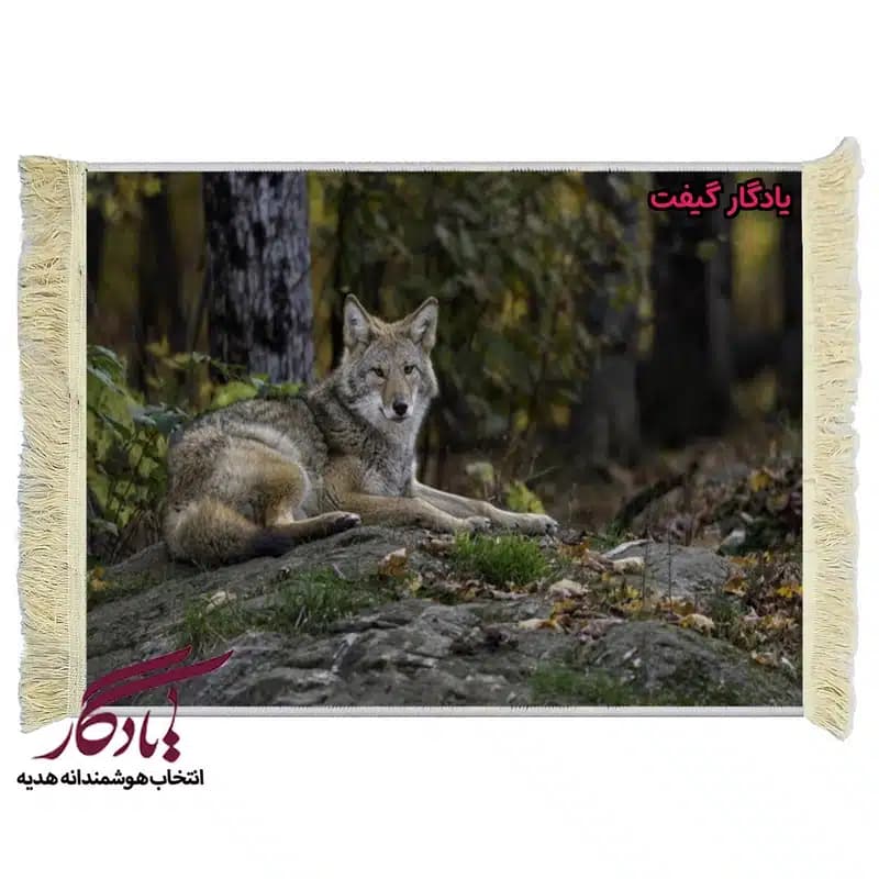 تابلو فرش ماشینی طرح حیوانات گرگ تنها کد h51