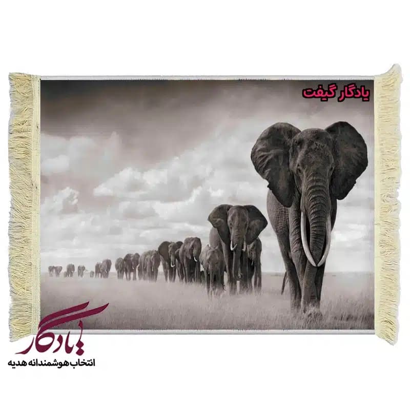 تابلو فرش ماشینی طرح حیوانات گله فیل ها کد h48