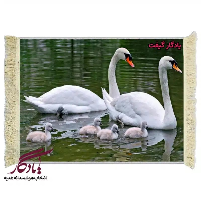 تابلو فرش ماشینی طرح حیوانات خانواده قوها کد h36