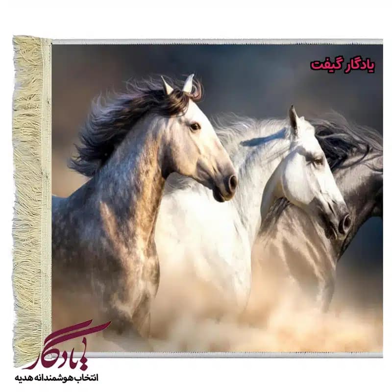 تابلو فرش ماشینی طرح حیوانات سه همراه کد h30 — تصویر ۲
