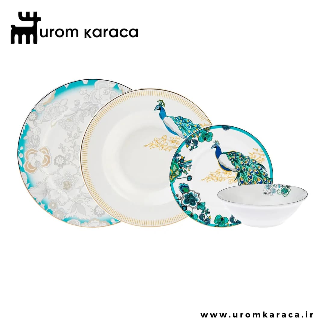 سرویس غذاخوری 24 پارچه کاراجا طاووس peacock
